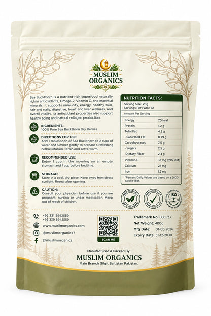 100% Natural Sea Buckthorn Dried Berries – (400g Pack)